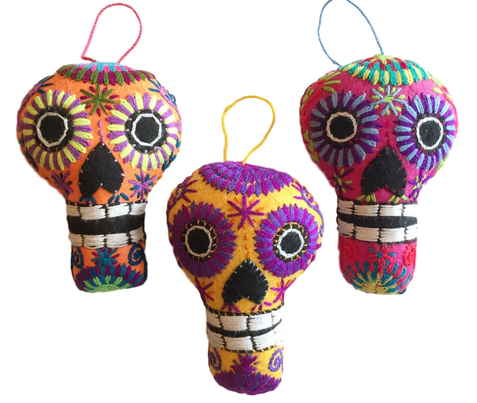 Embroidered Calavera Ornament, Large | Christmas Ornaments, Embroidered