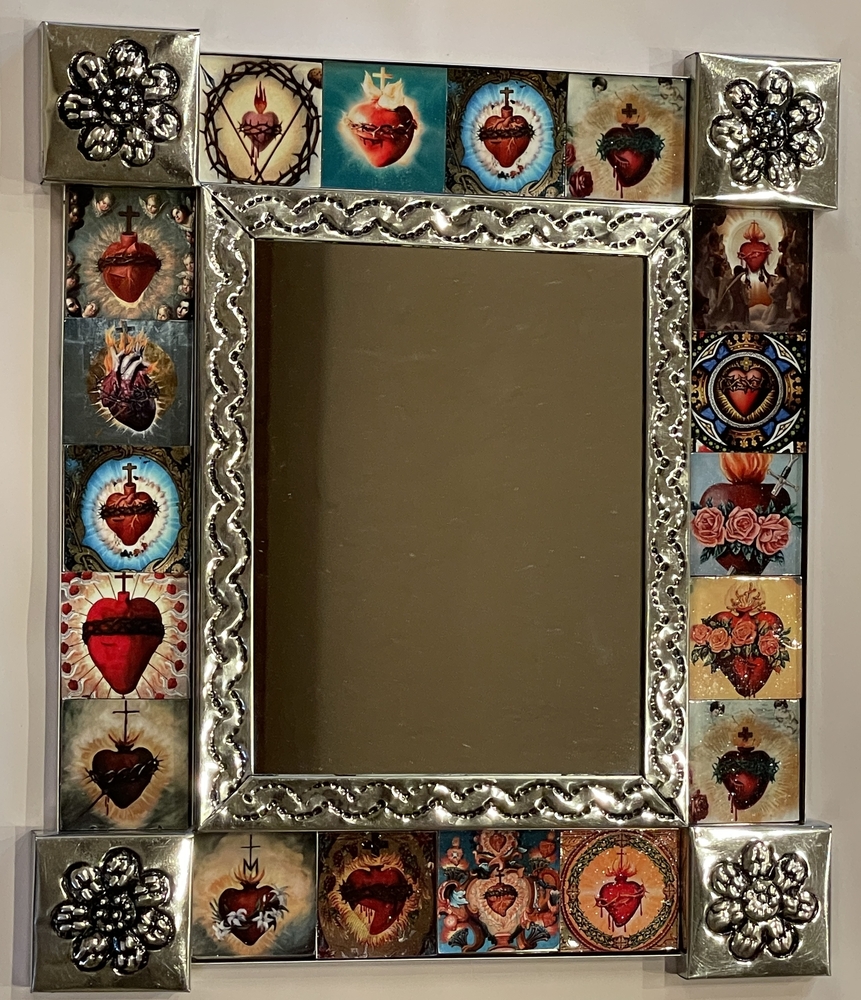 Decorative mirror Sacred Heart Wooden frame 25x30 cm - 640054