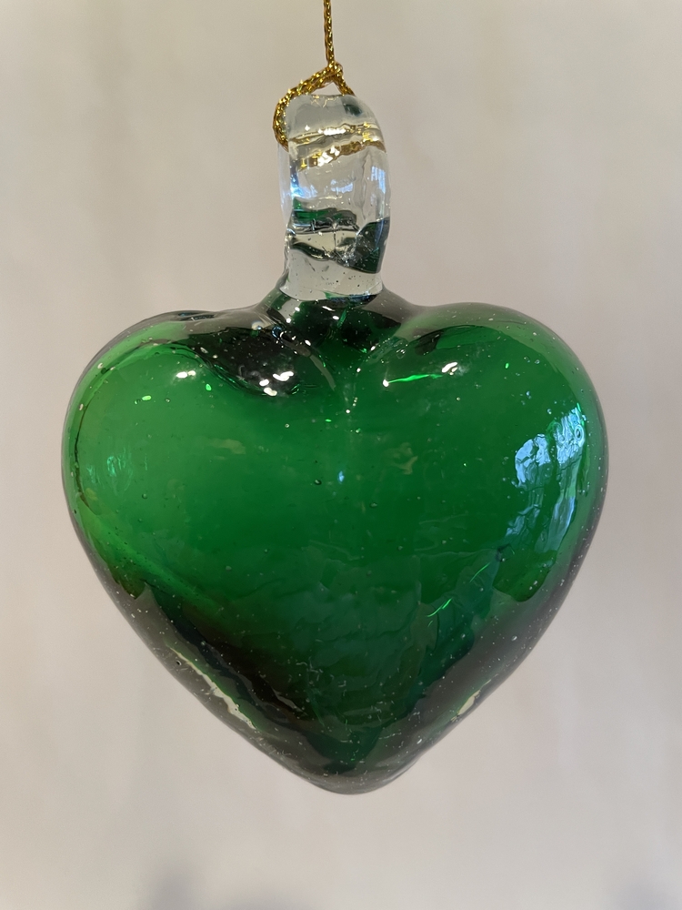 Mexican Blown Glass Heart, Aquamarine