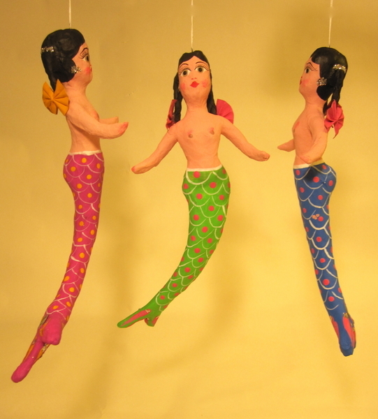 Skinny Mermaid, S/2 | Christmas Ornaments, Paper Mache, Angels