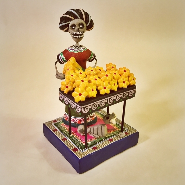 Frida Selling Cempazuchitl | Day of the Dead Clay Work