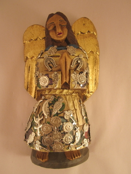 Angel with Milagros, Small | Milagro Woodcarvings