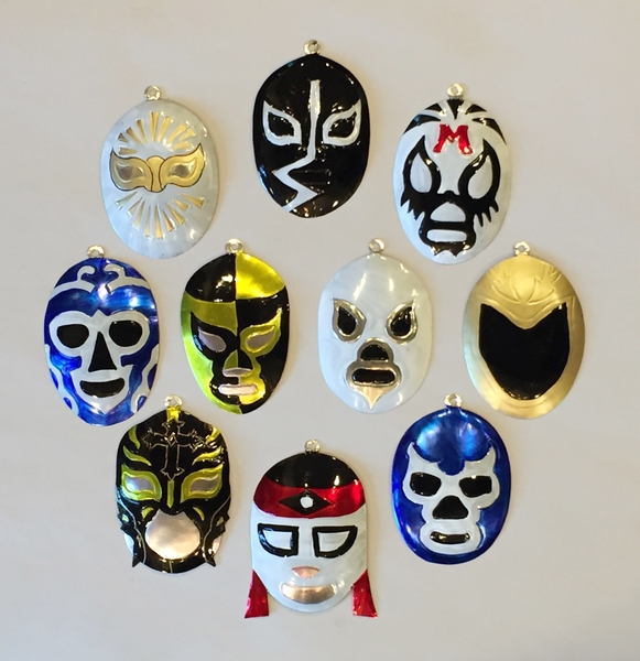 Assorted Tin Lucha Ornaments, S/10 | Christmas Ornaments, Tin