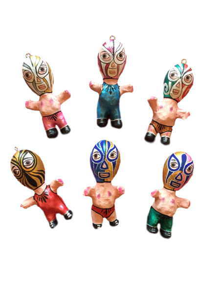 Little Lucha Guy Ornament, S/3 | Christmas Ornaments, Paper Mache, Assorted
