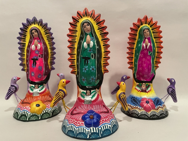 Virgin of Guadalupe Statuette, Clay | Christmas Angels with Milagros