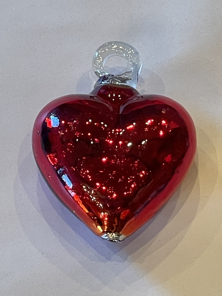 Mexican Blown Glass Heart, Red Metallic | Blown Glass Hearts