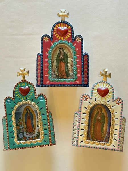 Trio of Small Guadalupe Nichos | Religious Nichos and Tin Decor