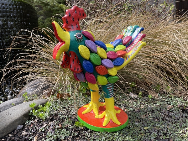 Rooster with Feathers, Medium | Crafted in Clay