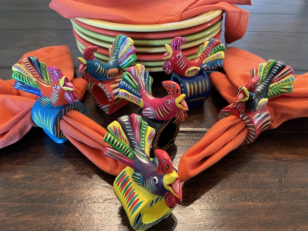 Rooster Napkin Rings, Set of 6 | Crafted in Clay
