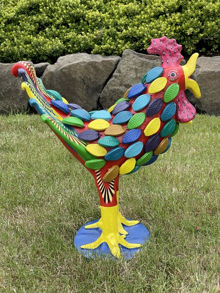 Rooster with Feathers, Large | Ortega's Folk Art