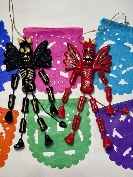 Angels of Death, Red and Black, Set of Four | Day of the Dead Clay Work