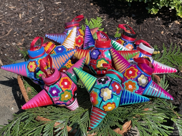 Guerrero Clay Ornaments, Set of 6, 3 Point Star | Guerrero Folk Art