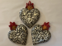 Image Sacred Heart with Milagros, Black, Extra Large