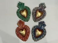 Image Large Heart Ornaments, Metallic Colors, S/4